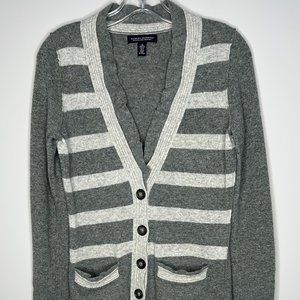 Banana Republic Size S Gray Button-Up V-Neck Wool Cardigan Sweater